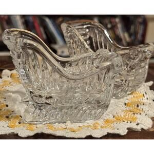 Set of 2 Princess House Royal Highlights Lead Crystal Sleigh Candlestick Holders